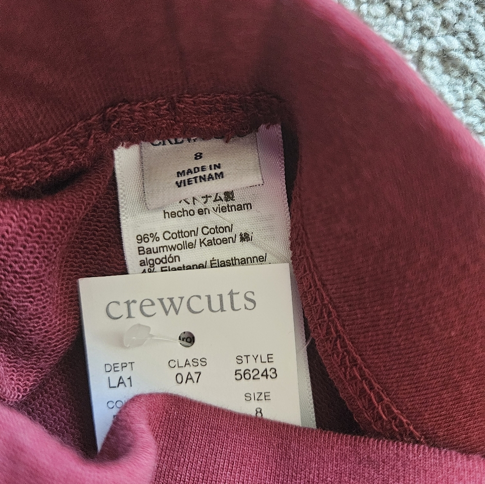 Crewcuts Girls Cozy French Terry Leggings, 8, Burgundy - Picture 4 of 5